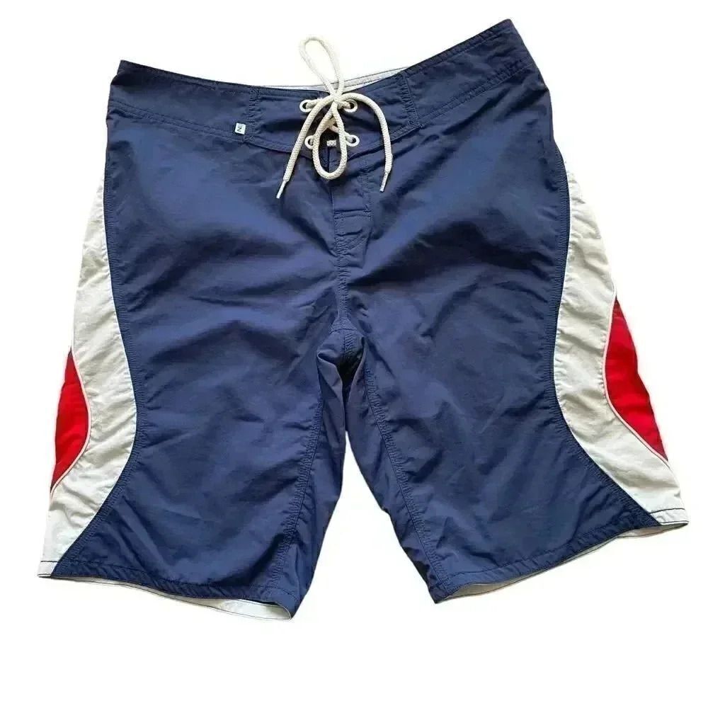 Nautica Navy, White, Red Board Shorts Swim Trunk Boys Men Pants SZ M